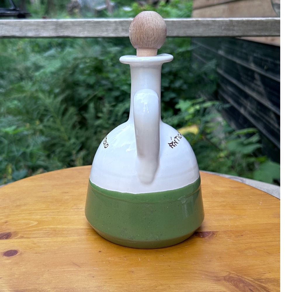 Olive Oil Cruet Dispenser Bottle Ceramic Hand Painted Green Fratelli Coli Italy - Picture 3 of 6